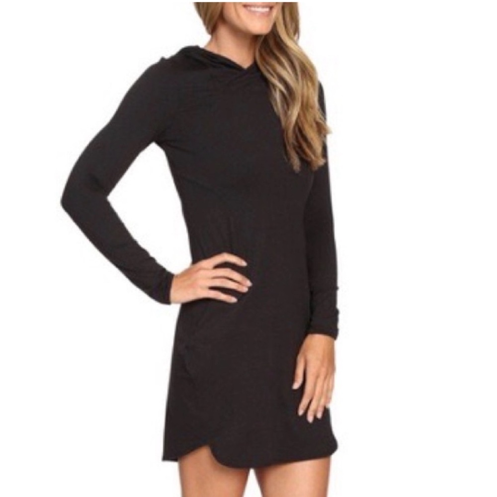 North Face Black Hooded Long-Sleeve Dress